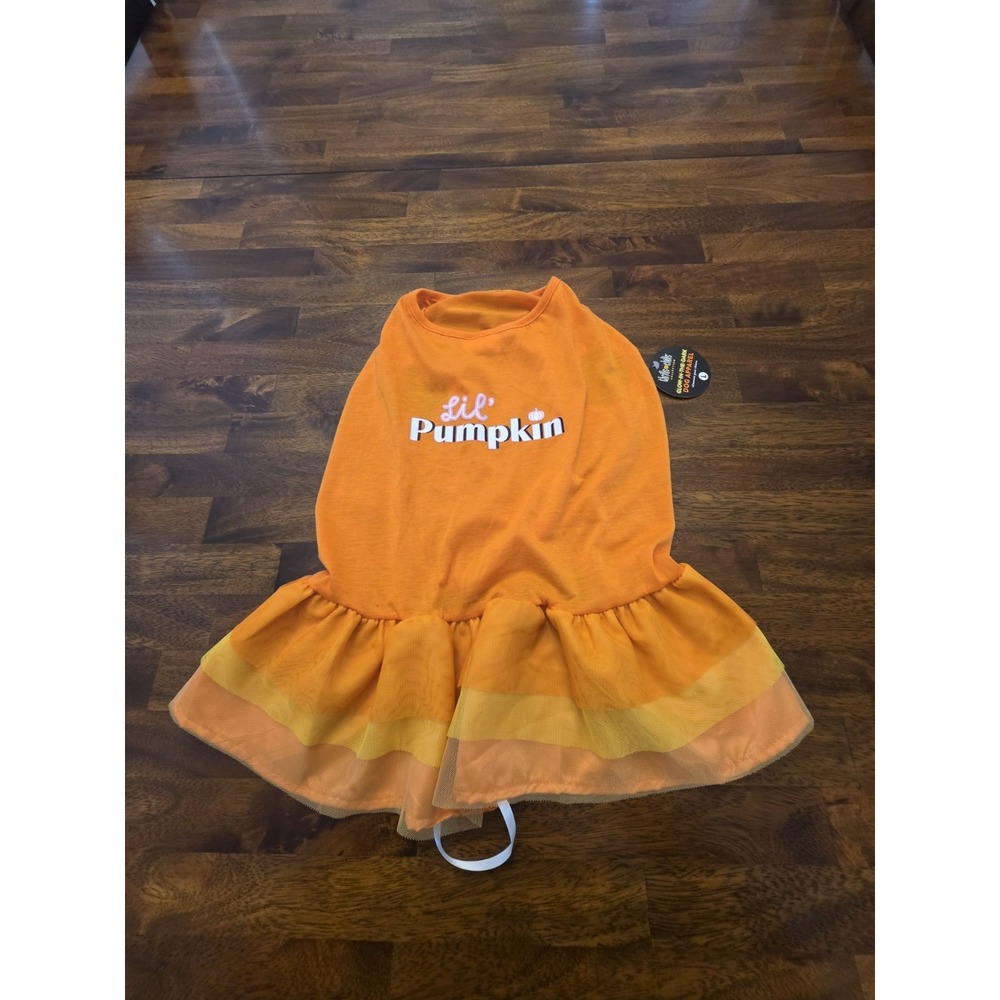 Thrills&Chills Dog Costume Orange Pumpkins Glow In The Dark Large NWT Sku 60‎